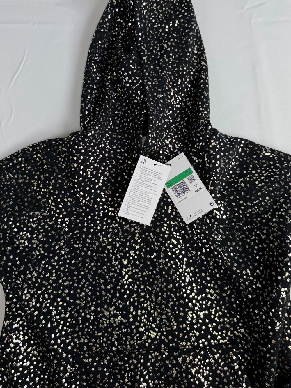 Nike Black  Hoodie with Gold Foil Speckle.. super cute !! Girly Sparkle XL